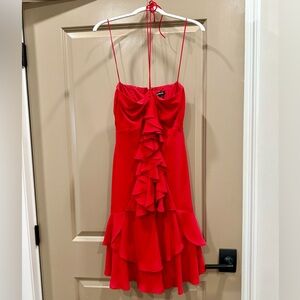 Express Red Halter Neck Ruffle Mini Sheath Dress Size 4